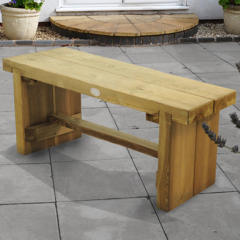 Solid Wood Pine Outdoor Bench, 45cm H x 120cm W x 35cm D