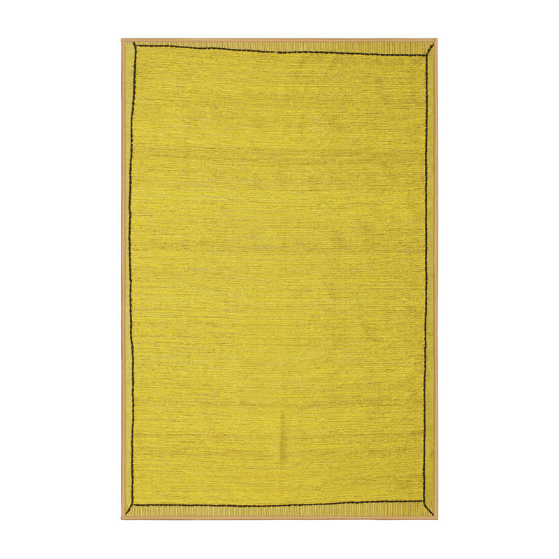 Tapis jaune en laine / polyester tissé à la machine Longville, Rectangle 2 pi x 3 pi