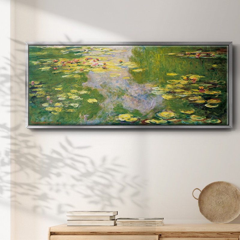 Nénuphars - reproduction sur toile avec cadre flottant, Argent