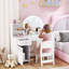 AIYAPLAY Kids Dressing Table with Mirror and Stool Ages 3-8 Years White