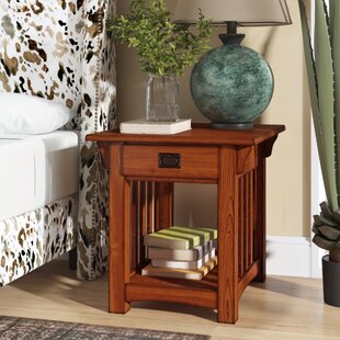 California Made Knotty Rustic Alder Wood Storage End Table with Drawer in  Rustic Coffee Finish, ODC Products