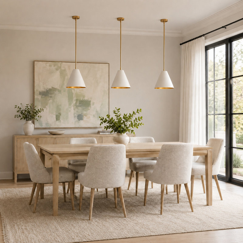 Kimmons 1-Light Dimmable Modern White Cone Pendant(1-Set Included)