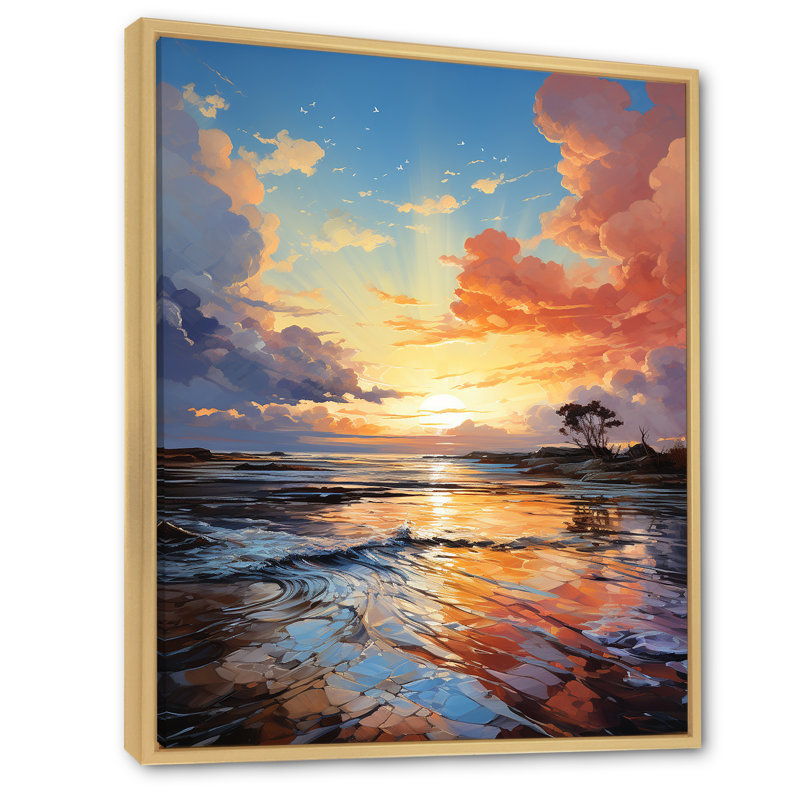 Au-delà du coucher de soleil sur une impression sur toile, H 20 po x l 12 po x P 1 po, Cadre naturel flottant
