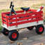 Chariot de chariot rouge en bois avec poignée pliante, chariot tout-terrain robuste pour enfants, pour l'extérieur, le jardin, le camping et la plage - chariot utilitaire à tirer classique