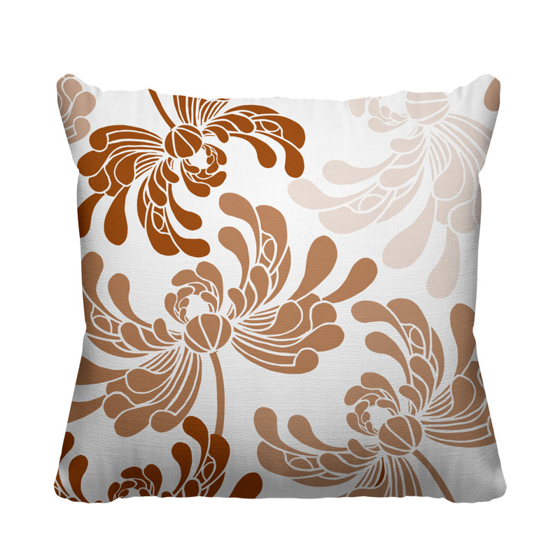 Coussin décoratif intérieur / extérieur Maina, L 17 po x H 17 po, Orange brûlé