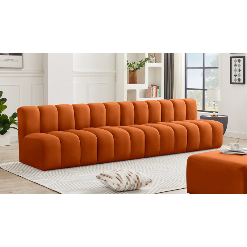 Kirchoffer Upholstered Sectional Reversible, Cognac Velvet