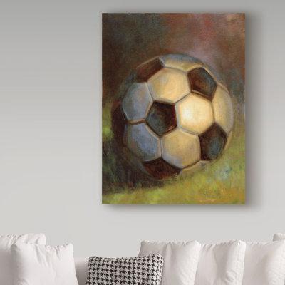 Galan 'Soccer Ball Abstract' Acrylic Painting Print on Wrapped Canvas
