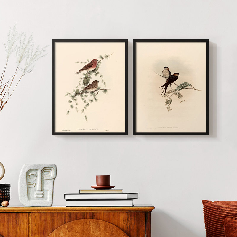«Vintage Animal III», estampe numérique encadrée - ensemble de 2, Noir, noir, noir, noir, H 17 po x l 42 po