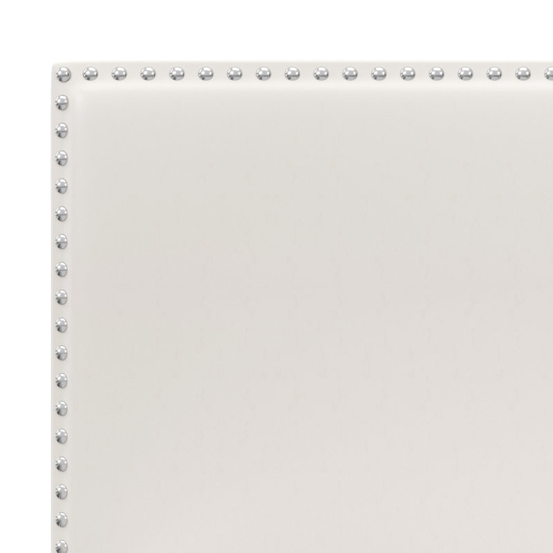 Lit plateforme tapissier Takengon, Double, Blanc