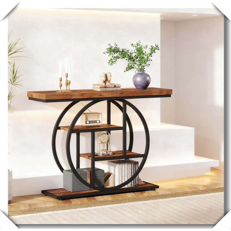 Narrow Wood Console Table Versatile Elegant Multi Space Use, Brown
