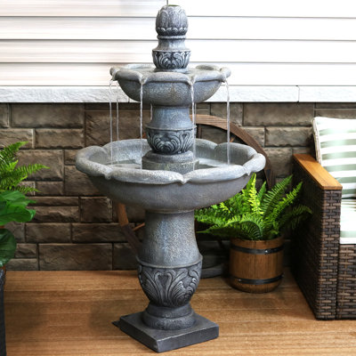 Yadiel GFRC Weather-Resistant 2-Tier Traditional Outdoor Garden Fountain