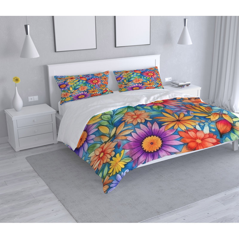 Floral Duvet Cover, Twin Duvet Cover + 1 Queen Sham