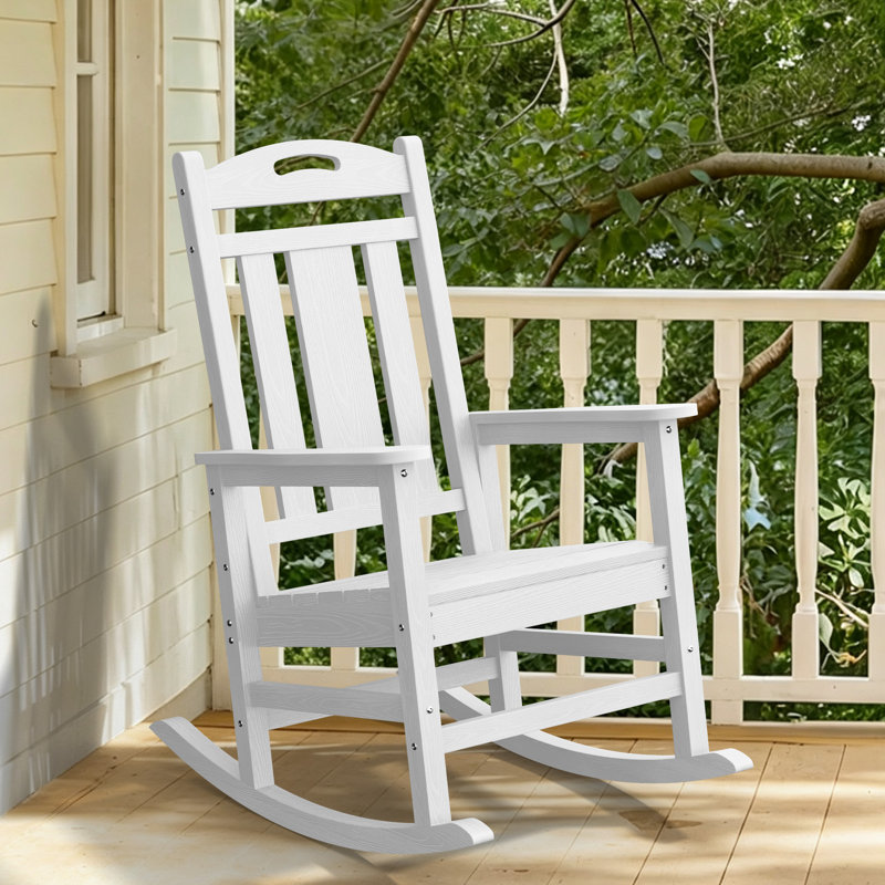 Chaise Adirondack berçante en PEHD pour l'extérieur, Blanc