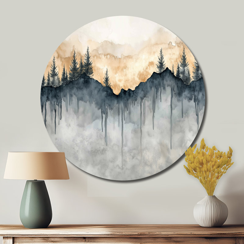 «Soft Forest», art mural rond en métal, L 29 po x H 29 po