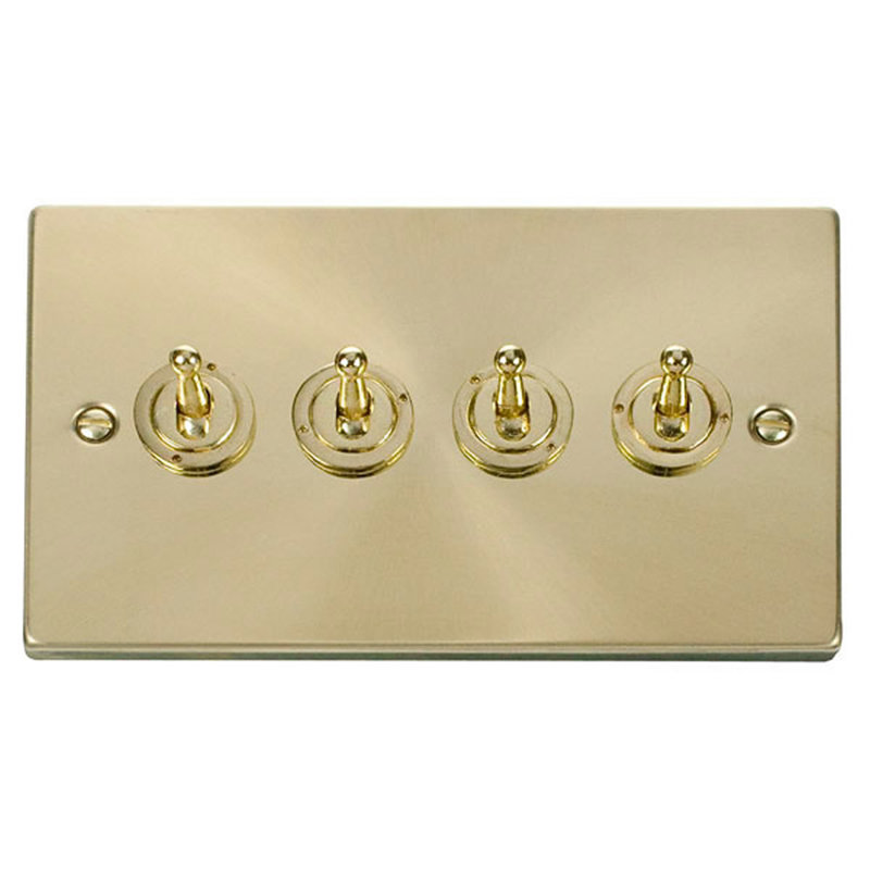 Satin Brass 4 Gang 2 Way 10AX Toggle Light Switch