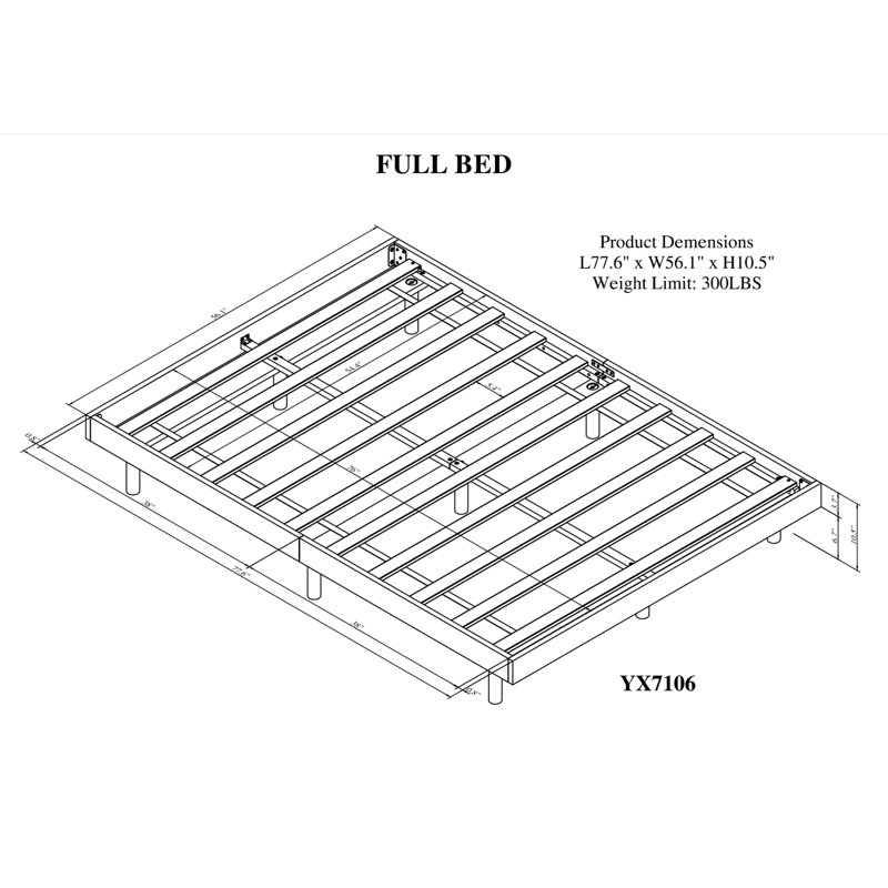 Sophisticated Floating Platform Bed Frame With Stylish Design For Relaxed Sleep, Full, White Washed