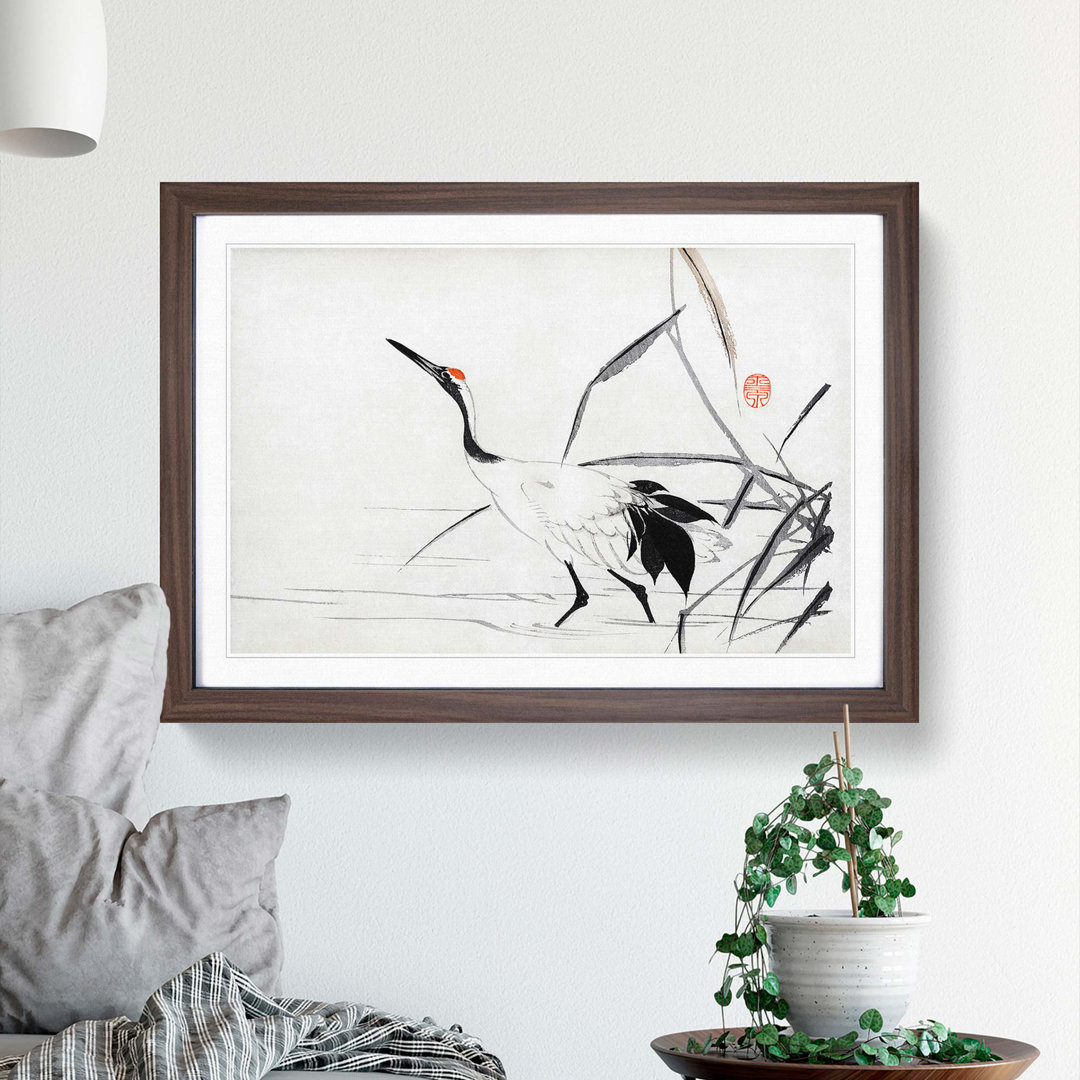 Japanese Crane by Mochizuki Gyokusen - Framed Print