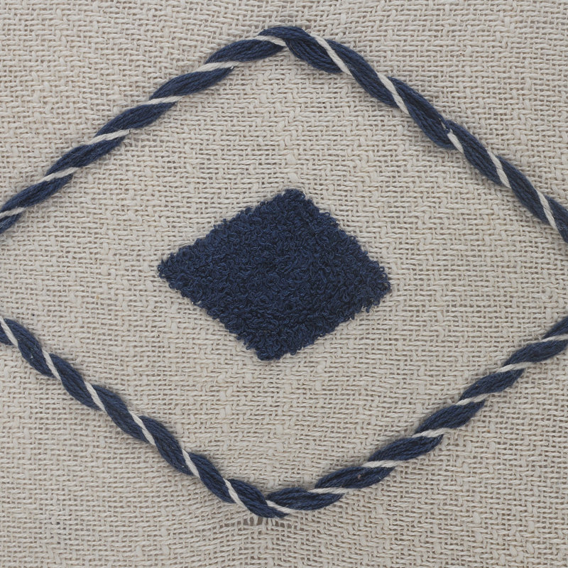 Coussin décoratif à rayures 100% coton, Beige/bleu, Housse de coussin seulement - sans coussin