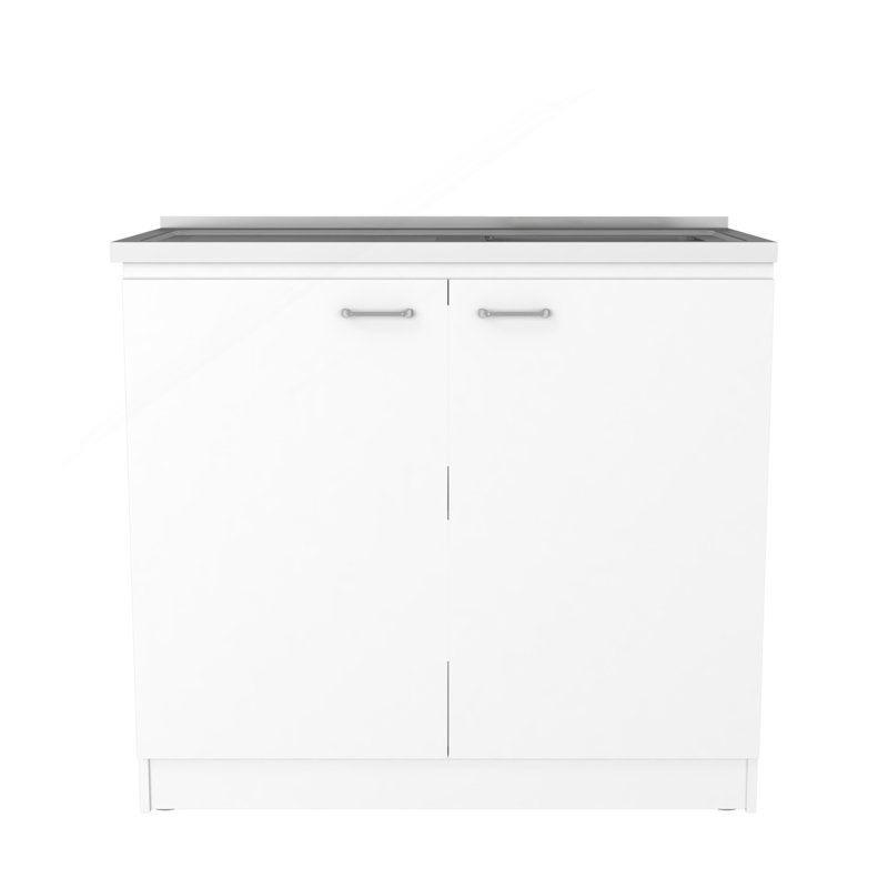 Évier utilitaire avec armoire, double porte et une tablette Napoles - blanc