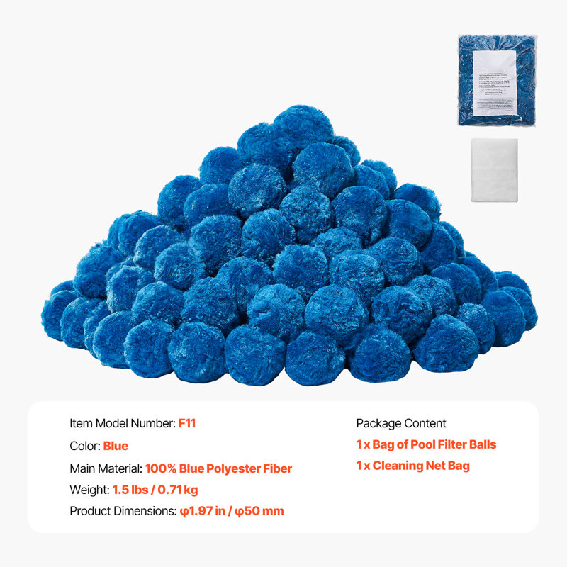 Boules de filtre de piscine pour pompe à filtre à sable piscine 1,5 lb réutilisable bleu