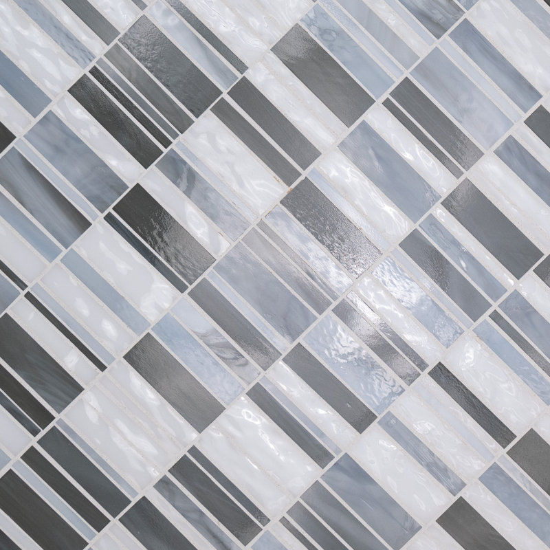 Rietto Circuit Blue 12 in. x 12 in. Glossy Glass Mosaic Wall Tile, Circuit Blue