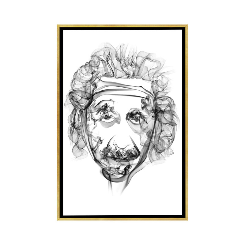 " Albert Einstein " by Octavian Mielu, Gold Frame, No Mat, 40" H x 26" W x 1.5" D