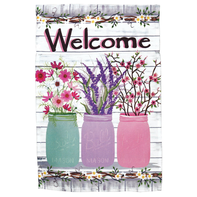 Drapeau de la maison Welcome Pots of Flowers