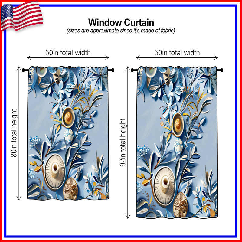 Rideaux à motif floral et voilages décoratifs - 1 panneau, 50 po x 92 po - 1 panneau, Transparent