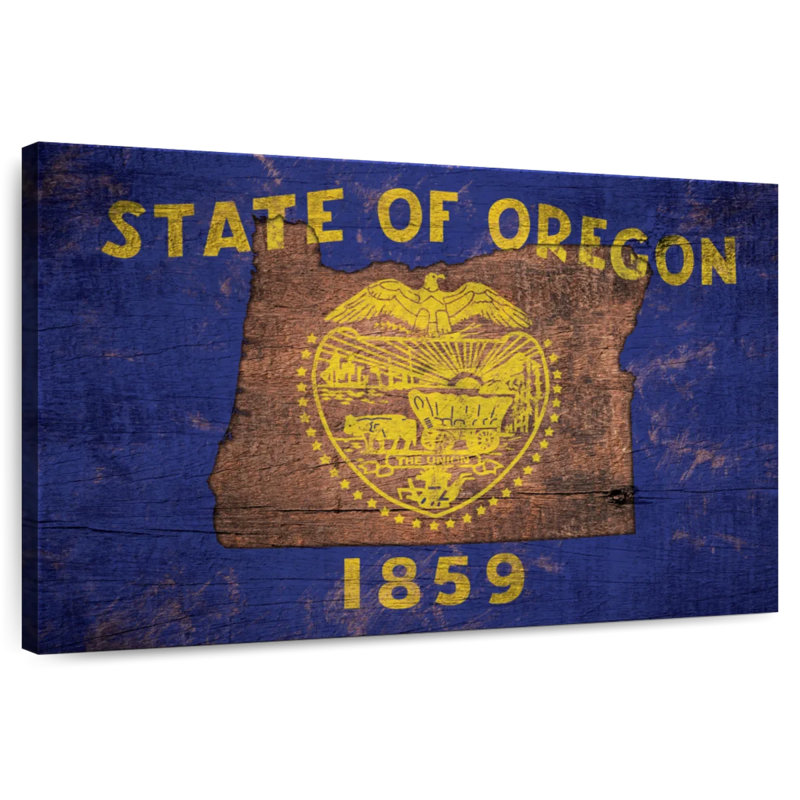 Carte d'État sur le drapeau de l'Oregon, H 8 po x l 12 po