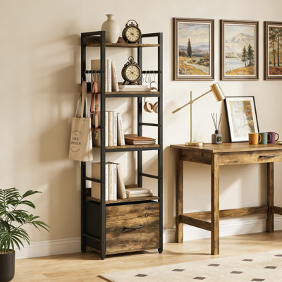136.5cm H x 39cm W Metal Standard Bookcase