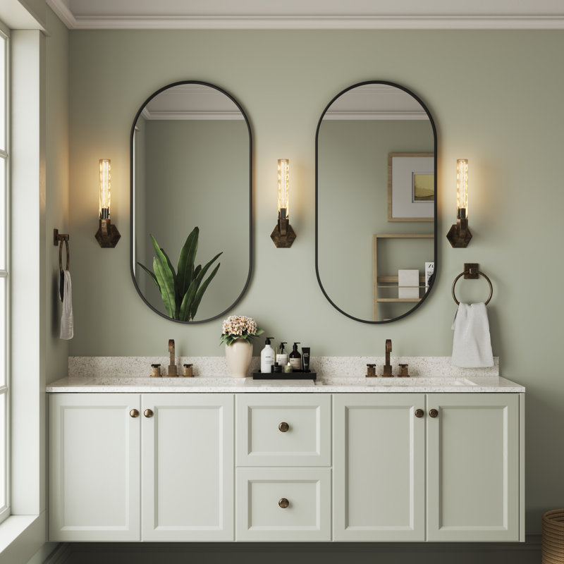 Miroir d'appoint mural ovale avec verre trempé, 20"x40"