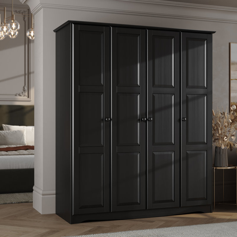 Armoire-penderie 100% bois Arieyana, Noir