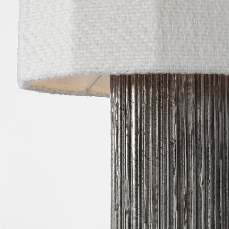 Anne-Marie Barton Fumar Table Lamp with Bouclé Shade, Gray, 29" H x 13.5" W x 13.5" D