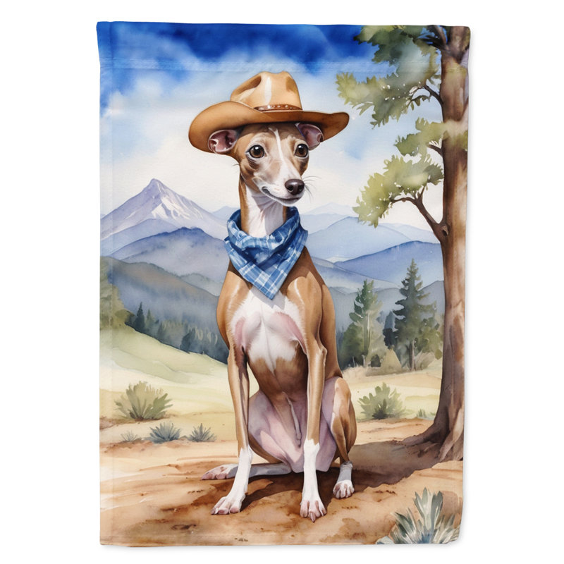 Drapeau Cowboy Welcome Garden, Lévrier italien brun / blanc