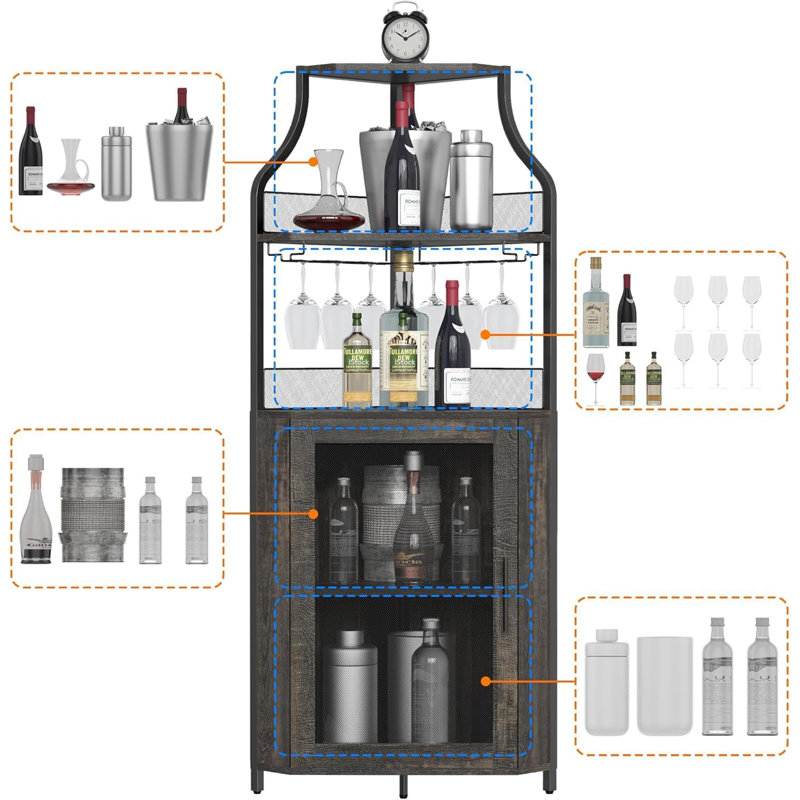 Wine Bottle & Glass Rack, Black