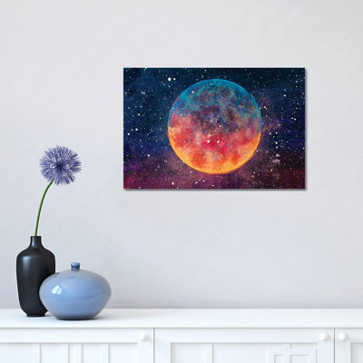 Beautiful Big Planet Moon among Stars in Universe 1 Piece Painting on Canvas