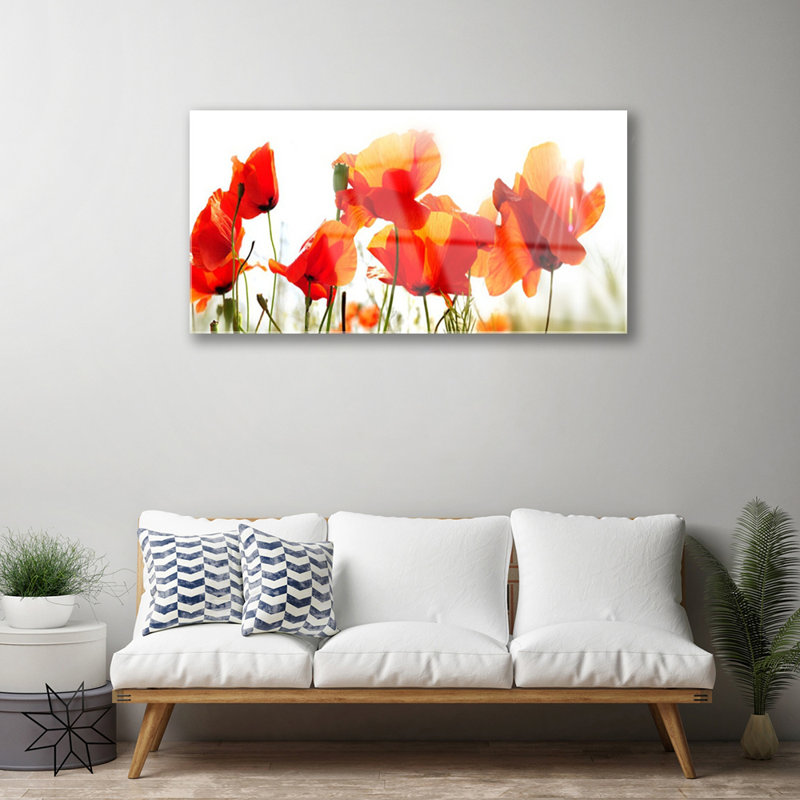 Floral Poppies - No Frame Print on Glass