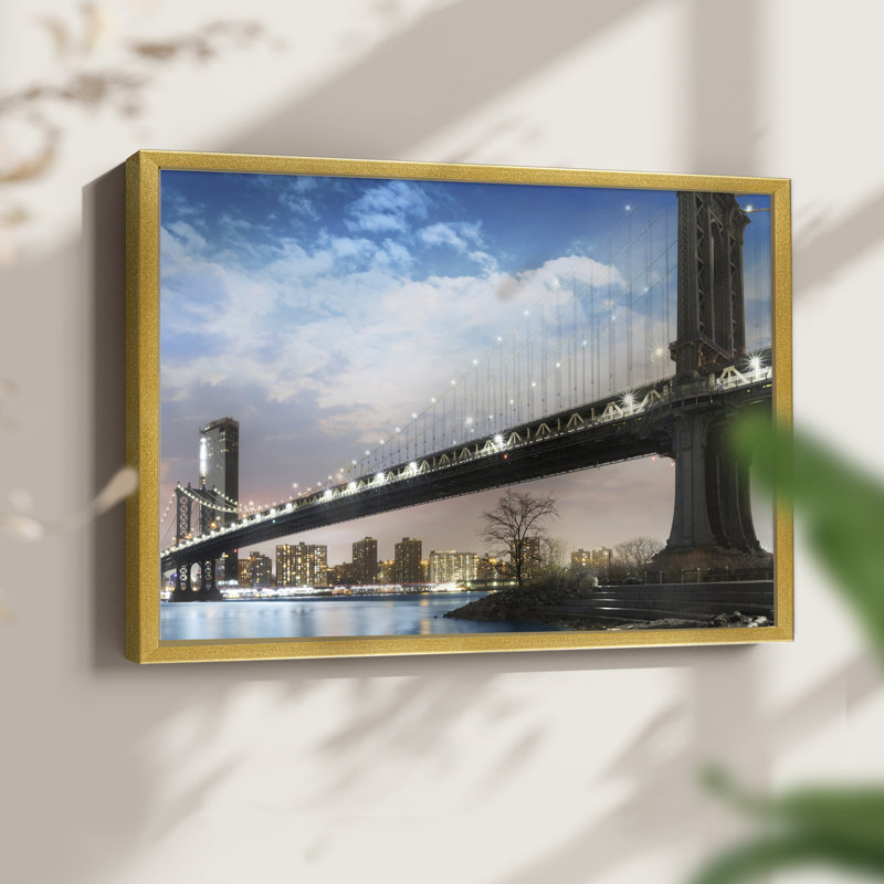 NY Night -Framed Print - Restickable, 8" H x 10" W