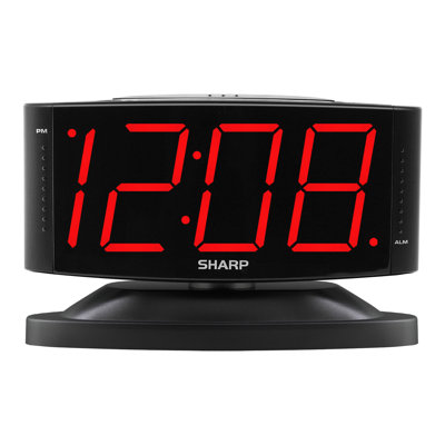 Sharp LED Digital Alarm Clock, Red LED Display, Swivel Base