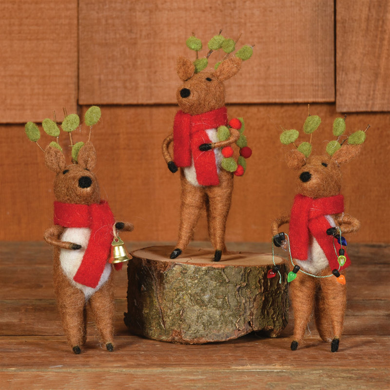 6'' Fabric Animals Holiday Shaped Ornament