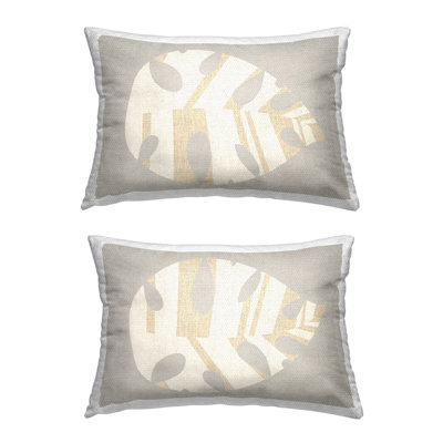 Grey Modern Leaves 2 Piece Outdoor Printed Pillow Set by Daphne Polselli