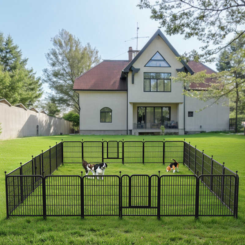 Parc pour chien 24 panneaux, 32 pouces de hauteur, clôture d'intérieur et extérieur anti-rouille pour chien, parc pour animaux avec porte