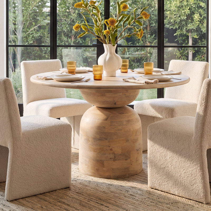 Kashida 47" Round Dining Table, Light Brown
