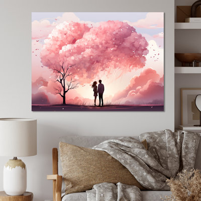 «Pink romantique couple love dream», art mural paysage romantique pour le salon