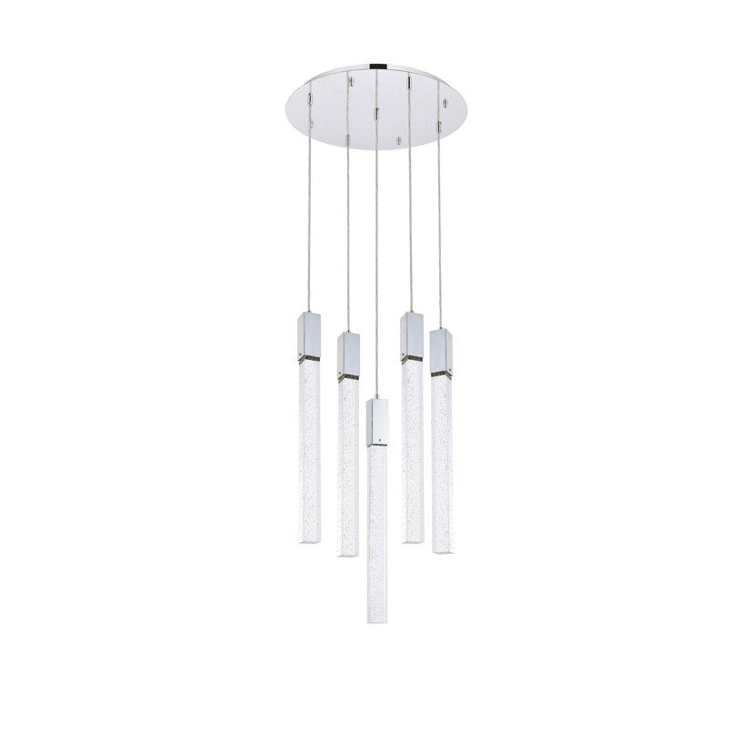 Luminaire suspendu rectangulaire à 5 lumières Aliha, Chrome