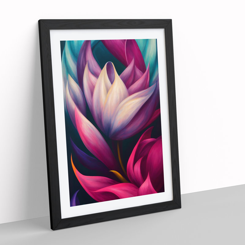 Thrilling Flower - Single Picture Frame Print, Black , 64cm H x 46cm W x 2cm D
