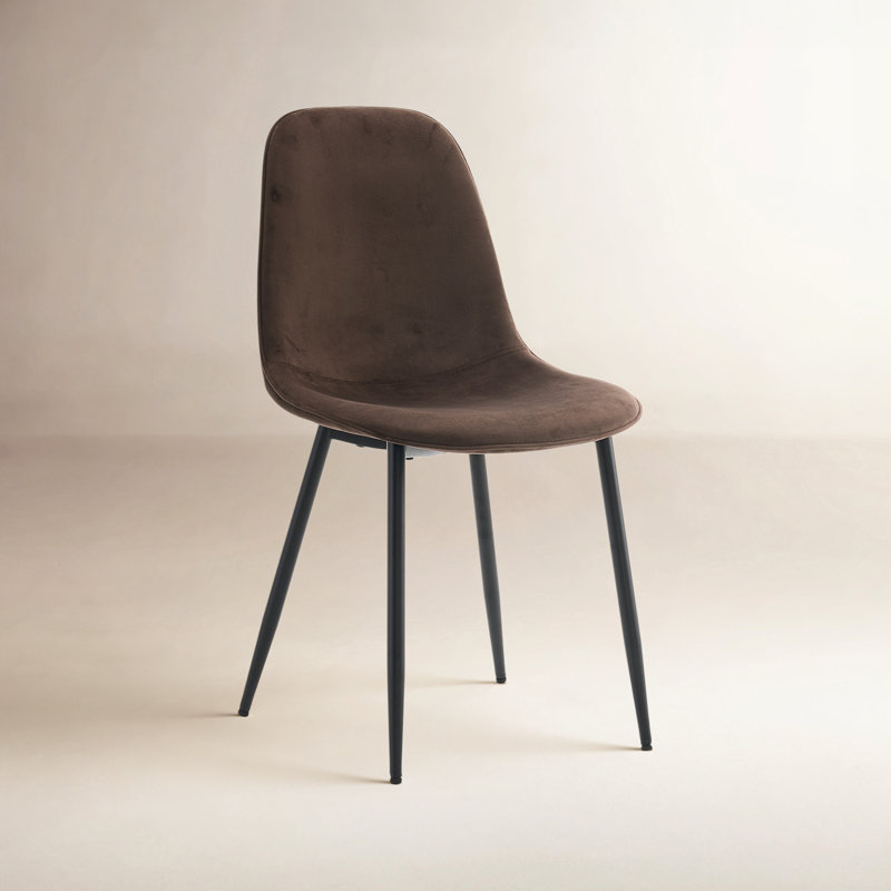 Chaise rembourrée en similicuir Kavi , Velours brun vison / noir