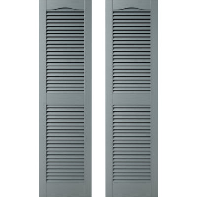 Builders Edge, Standard Cathedral Top Center Mullion, Open Louver Shutters, Includes Matching Installation Spikes (Per Pair)