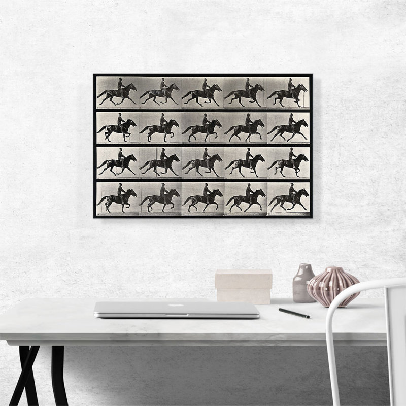 «A Horse Trotting 1887» par Ead vêtementsd Muybridge - reproduction de dessin sur toile tendue, H 18 po x l 26 po x P 1,5 po