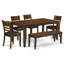 Ensemble de table et chaises de cuisine 7 pièces comprenant une table de salle à manger rectangulaire avec rallonge papillon et 6 chaises de salle à manger, 36 x 66 pouces, espresso-20548997-127273674-131121763